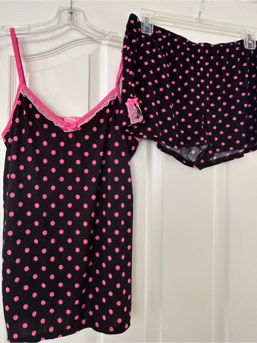 Jenni Black Sleep Set with Hot Pink Polka Dots
